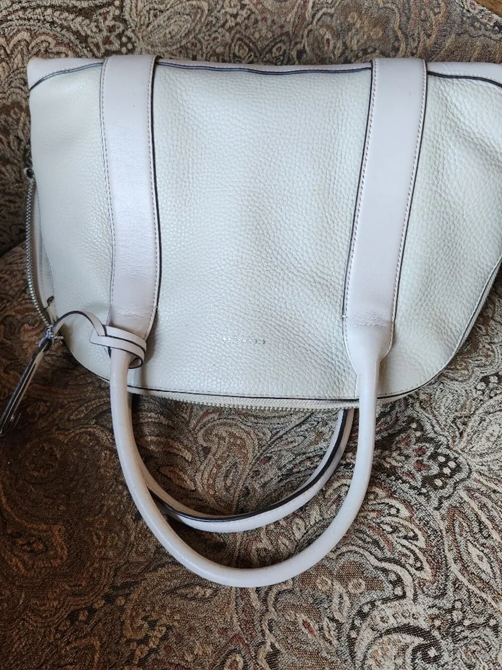 Coach pebble leather large Bleecker Preston satchel Beige Buffalo no strap